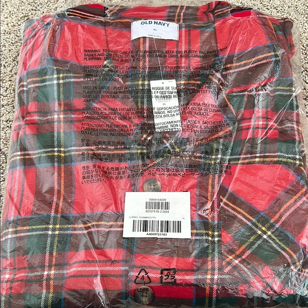 2 Piece Flannel PJ’s Red Tartan XL
